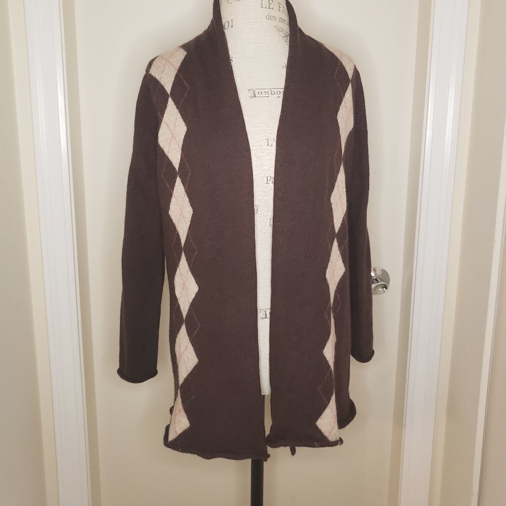Vintage Argyle Wool Cardigan Sweater